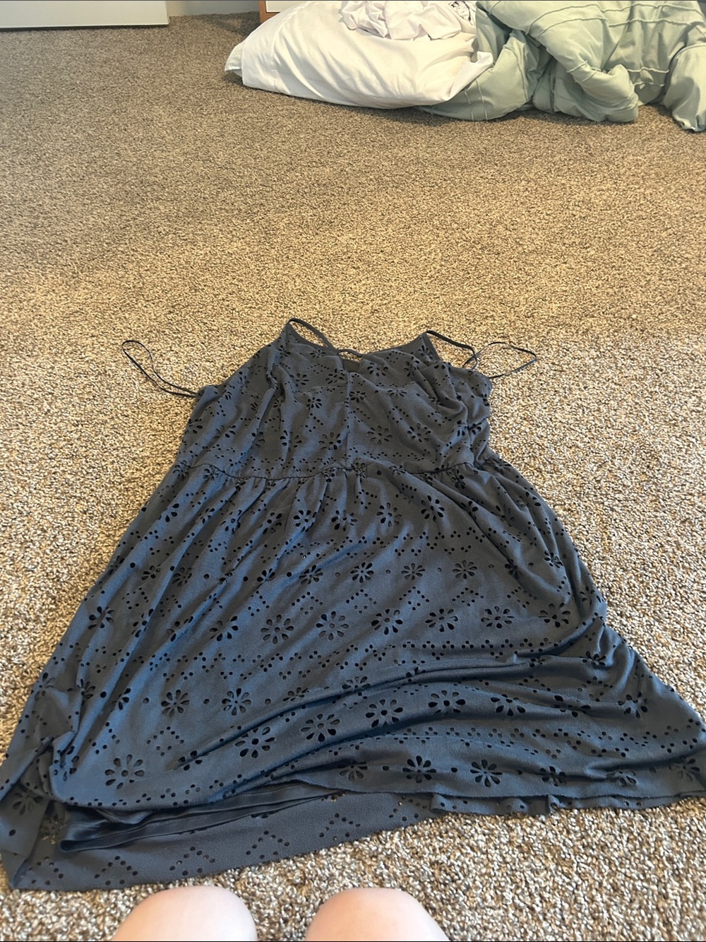 LC Lauren Conrad Black Eyelet Midi Dress